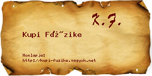 Kupi Füzike névjegykártya